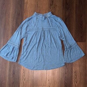 Lily White Blue Bell Sleeve Sweater